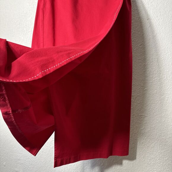 Red Wrap Skirt Vintage Midi Skirts Women's Stretchy Elastic Button Size 12 - Picture 10 of 12